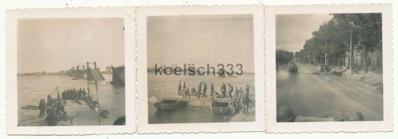 ! Fotos Pioniere der Wehrmacht an gesprengter Loire Brücke Vormarsch Amiens