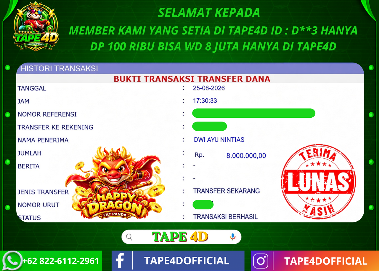 TAPE4D HAPPY DRAGON FAT PANDA 8.000.000-LUNAS