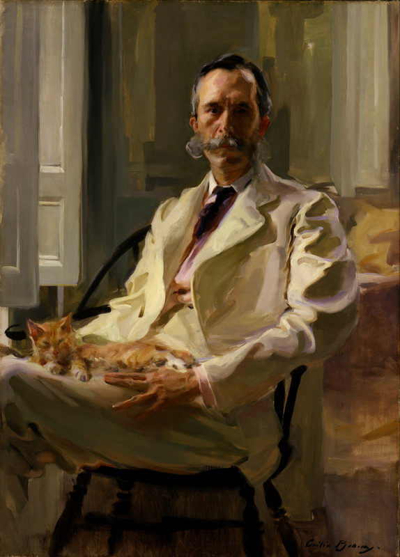 Cecilia-Beaux-Man-with-the-Cat-Henry-Sturgis-Drinker-Google-Art-Project