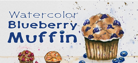 Watercolor Blueberry Muffin