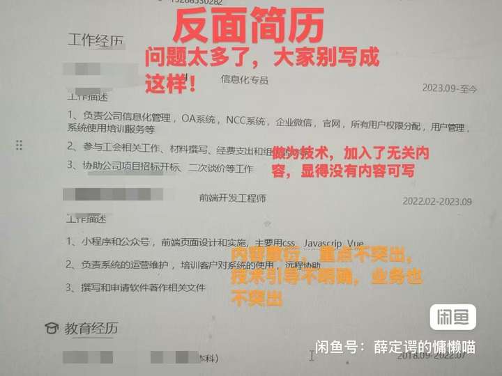 反面简历案例