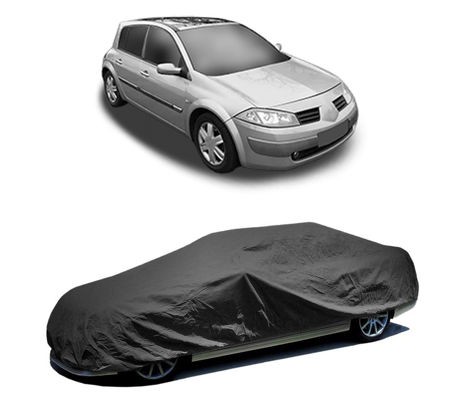 Husa tip prelata auto pentru RENAULT MEGANE II Hatchback Van (KM0/2_) 2003 - 2009,culoare negru, material textil impermeabil, rezistanta la intemperii praf UV, CARPASSION Husa Protectie