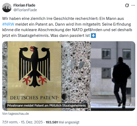 Patentanmeldung schief gegangen