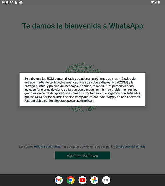 WhatsApp: 'Hay una ROM personalizada instalada' ¿Qué hacer con este mensaje?