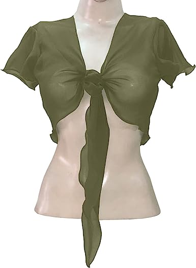 Women's Chiffon Choli Blouse Short Sleeve Tie Crop Top Shrug Belly Dance Gypsy - Bild 33 von 63
