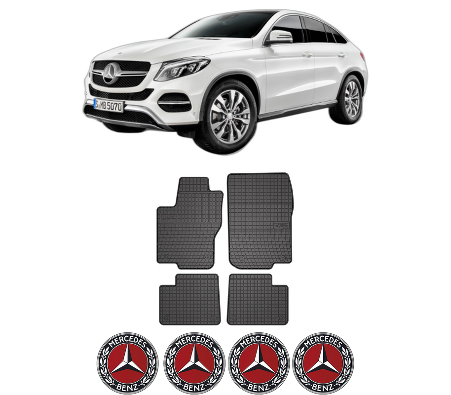 Set covorase presuri MERCEDES-BENZ GLE Coupe (C292) din 2015-2019, auto, din cauciuc thermoplastic, 4 Stickere auto cu MERCEDES-BENZ
