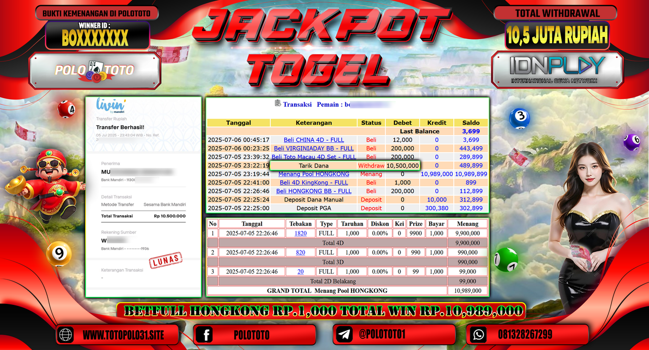 POLOTOTO JACKPOT TOGEL HONGKONG LOTTO Rp.10.500.000,-