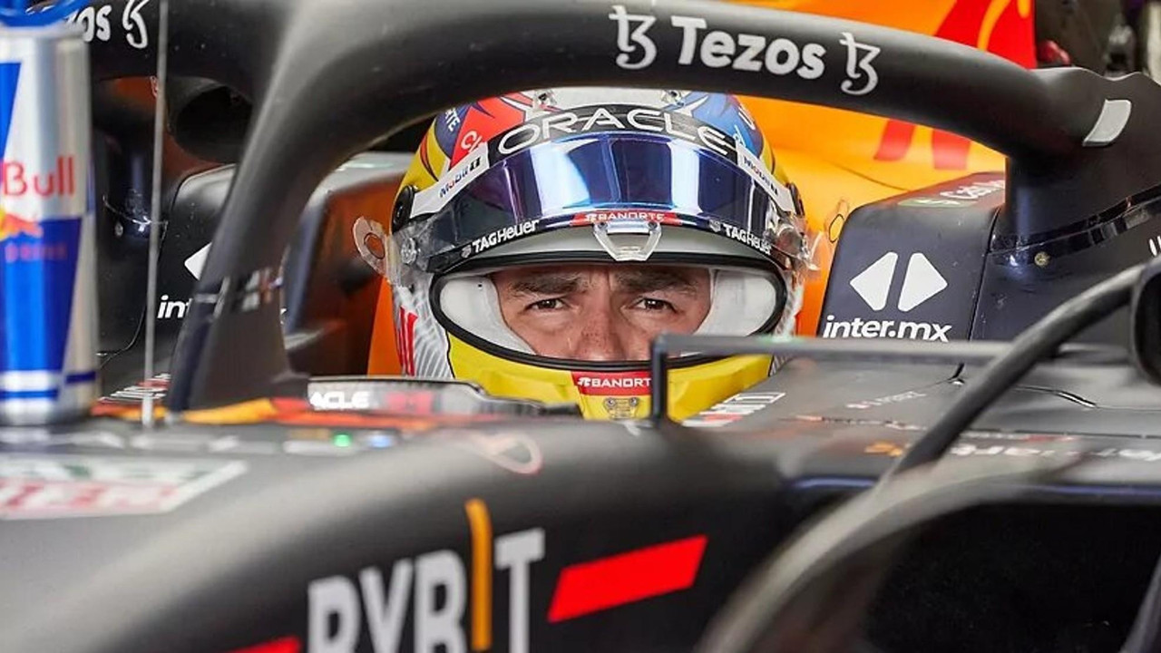 Checo Pérez le pinta dedo a Mick Schumacher en el GP de Hungría