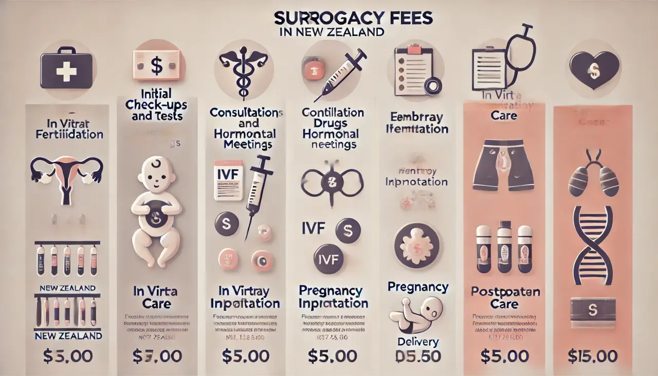 Step-by-step breakdown of surrogacy fees in New Zealand, from check-ups to delivery.