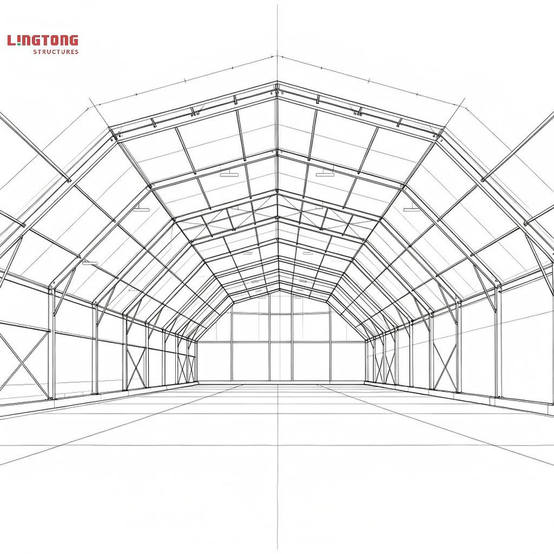 Lingtong Tent large span aircraft hangar with arch roof design for versatile aviation storage