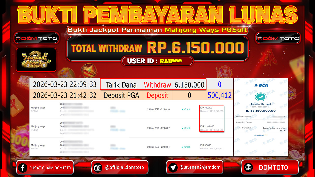 JACKPOT SLOT Mahjong Ways PGSoft 23 MARET 2026 