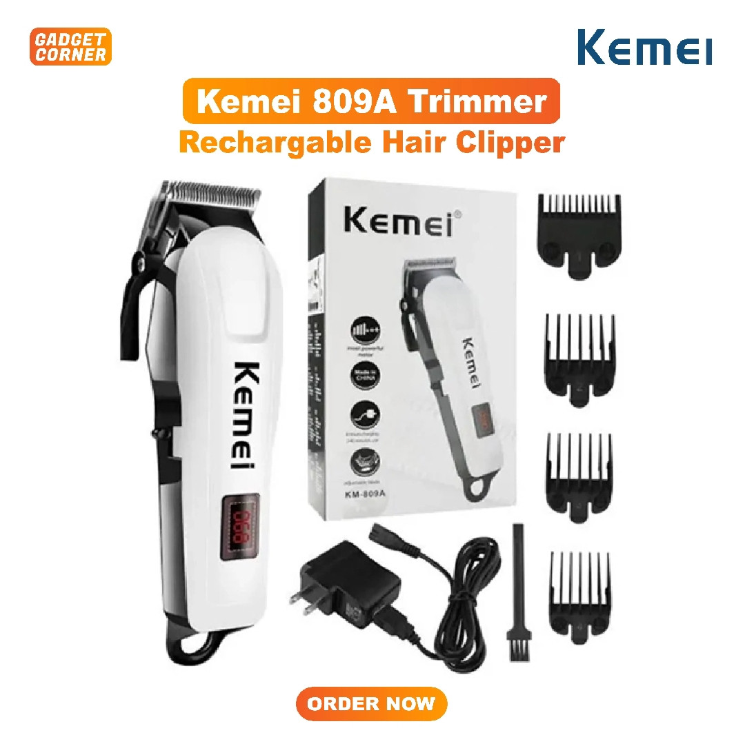 Kemei KM-809A ডিজিটাল বৈদ্যুতিক রিচার্জেবল পেশাদার চুলের ক্লিপার ট্রিমার