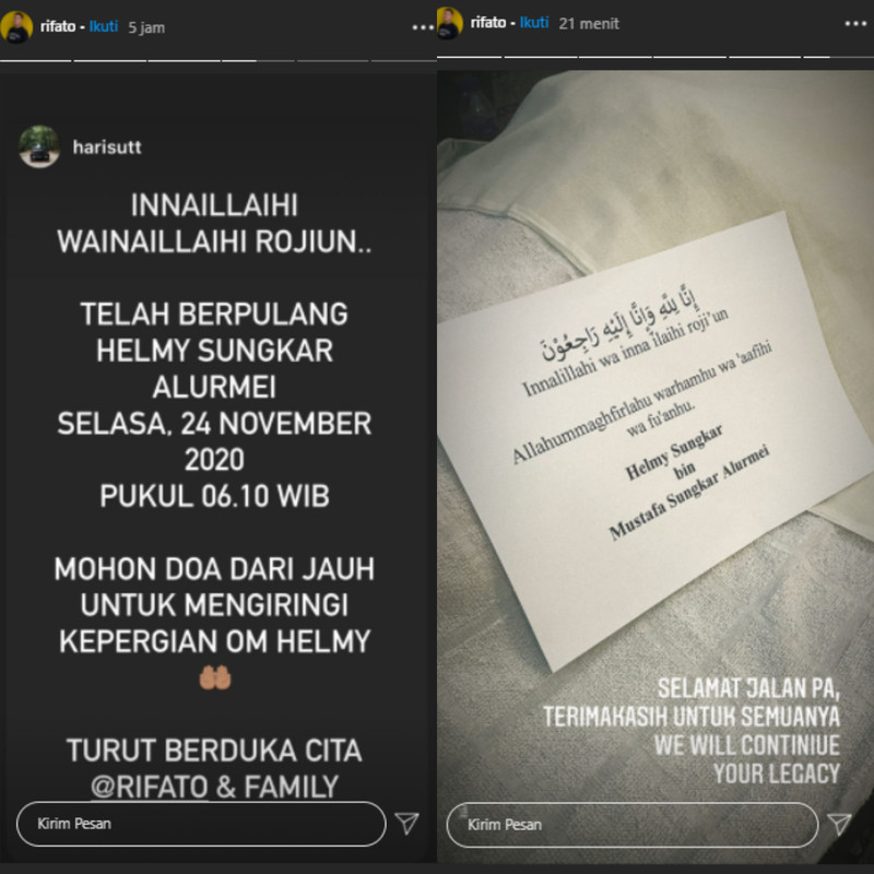 Kabar meninggalnya Helmy Sungkar