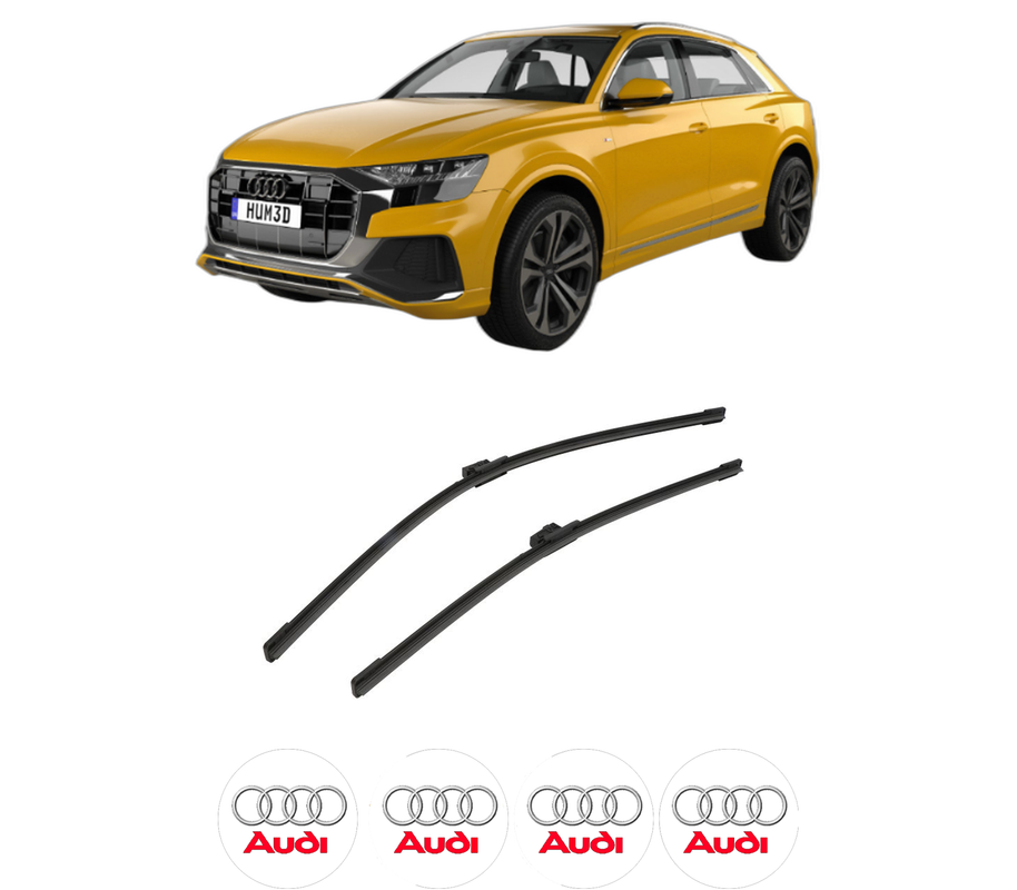 Set stergatoare auto AUDI Q8 (4MN, 4MT) din 2018-2020, pentru parbriz auto, 2 bucati, Bosch Aerotwin, din cauciuc siliconat rezistent, 4 Stickere Auto AUDI