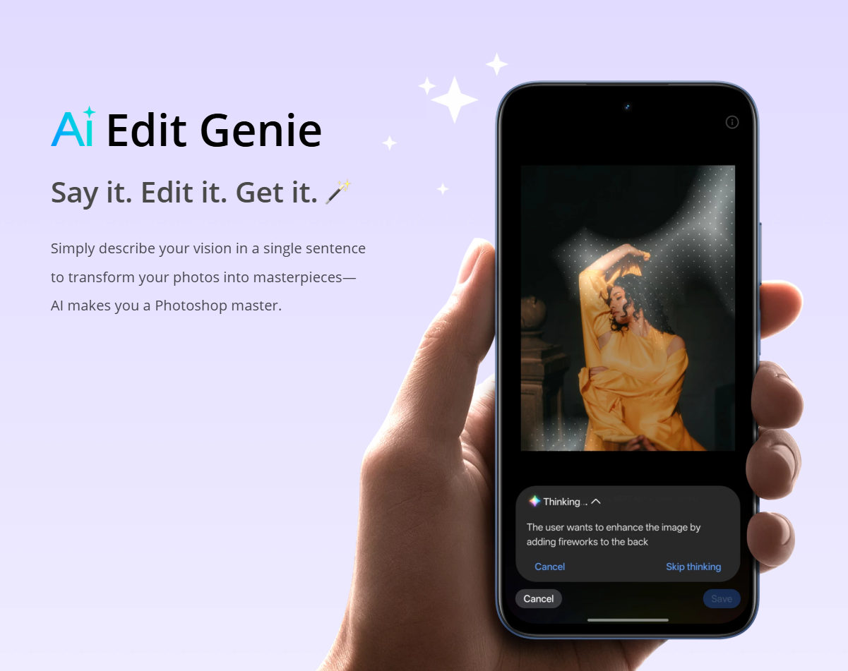 AI Productivity Tools Edit Genie and Outdoor Mode Controls