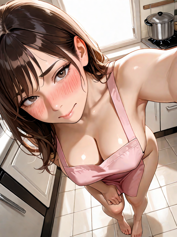 only wearing apron