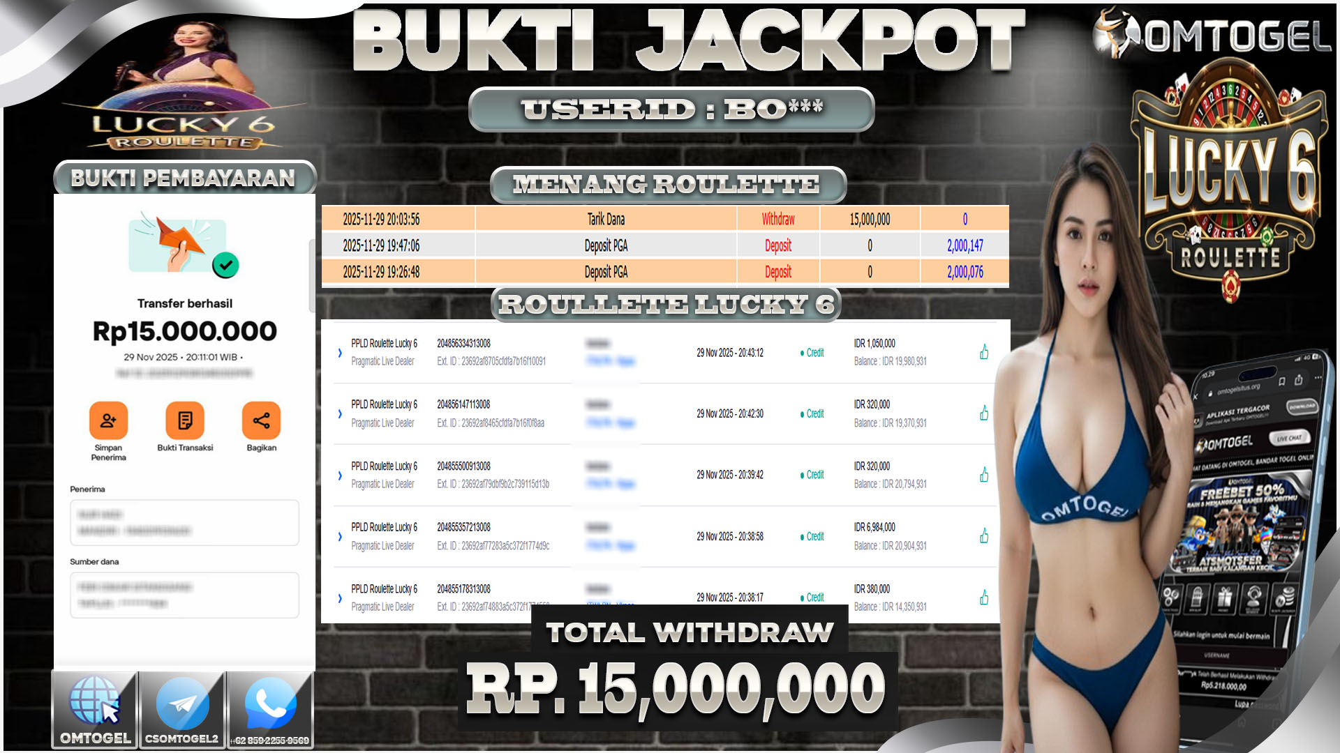 OMTOGEL JACKPOT PRAGMATIC LIVE DEALER PPLD ROULETTE LUCKY 6 ,15 JUTA DI BAYAR LUNAS ,-