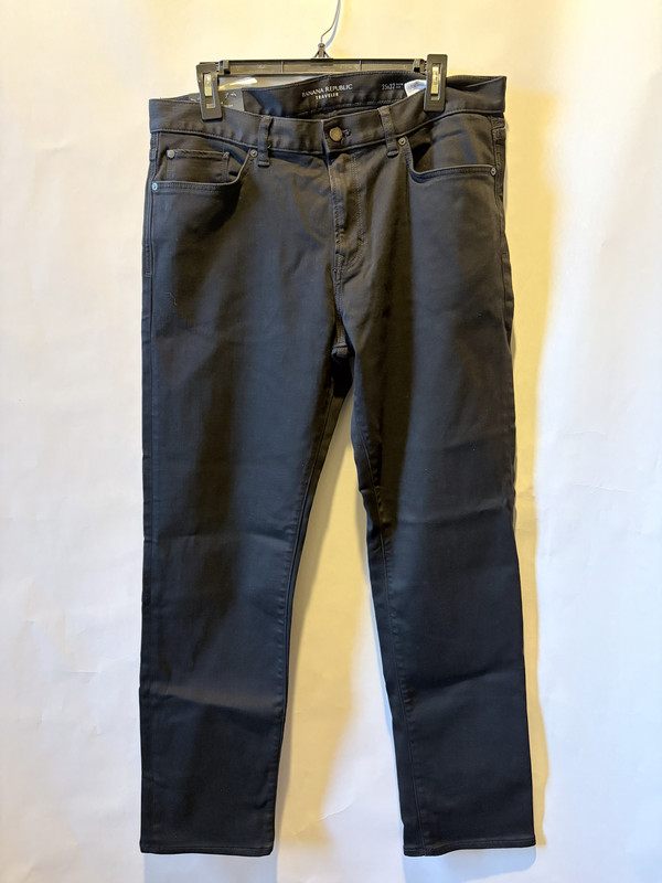 BANANA REPUBLIC MENS STRETCH MID RISE SLIM FIT TRAVELER BLACK JEANS SZ 35X32