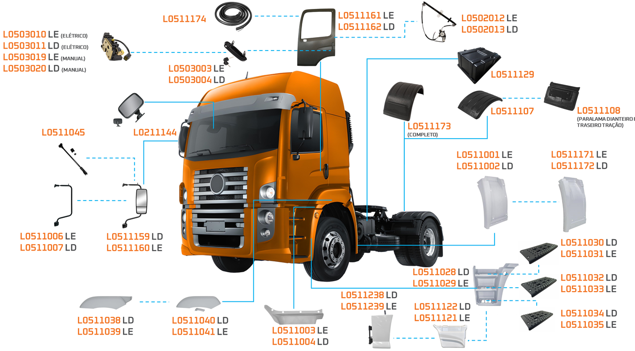 MAN-CONSTELLATION CABINE ALTA 2006 A ....-24-330, 25-320, 25-360, 25-370, 25-390, 25-420, 26-260, 26-280, 26-370 -D08 36 280-EATON-ACABAMENTO PERFIL