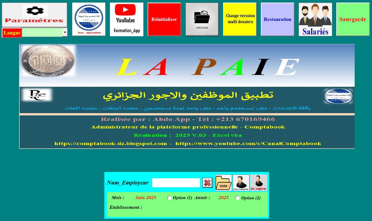 Applicaion pc paie excel