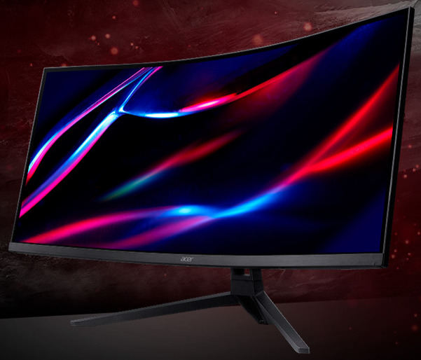 Monitor Gamer Acer Nitro 34 polegadas curvo operando em setup gamer e multitarefa de alta produtividade