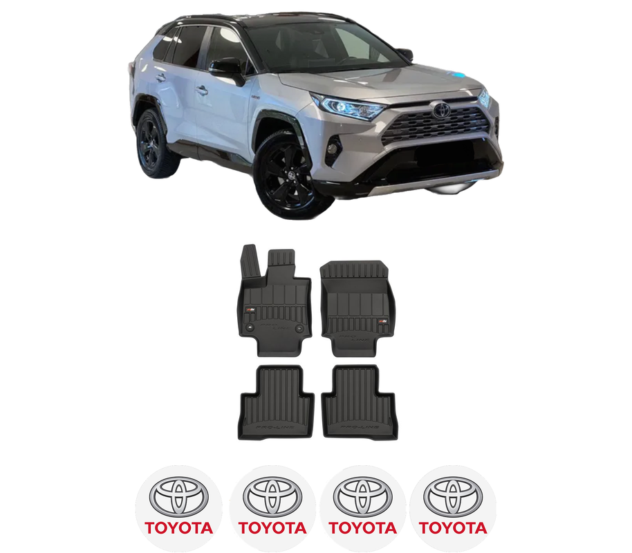 Set covorase presuri TOYOTA RAV4 V din 2007-2015, auto, din cauciuc thermoplastic, 4 Stickere auto cu TOYOTA