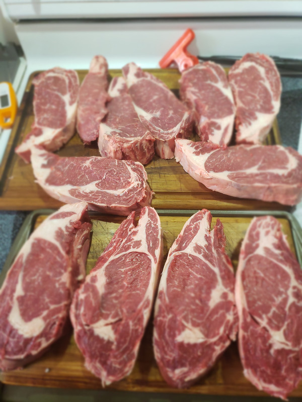 A few Costco Ribeyes I cut up from a roast. r/steak