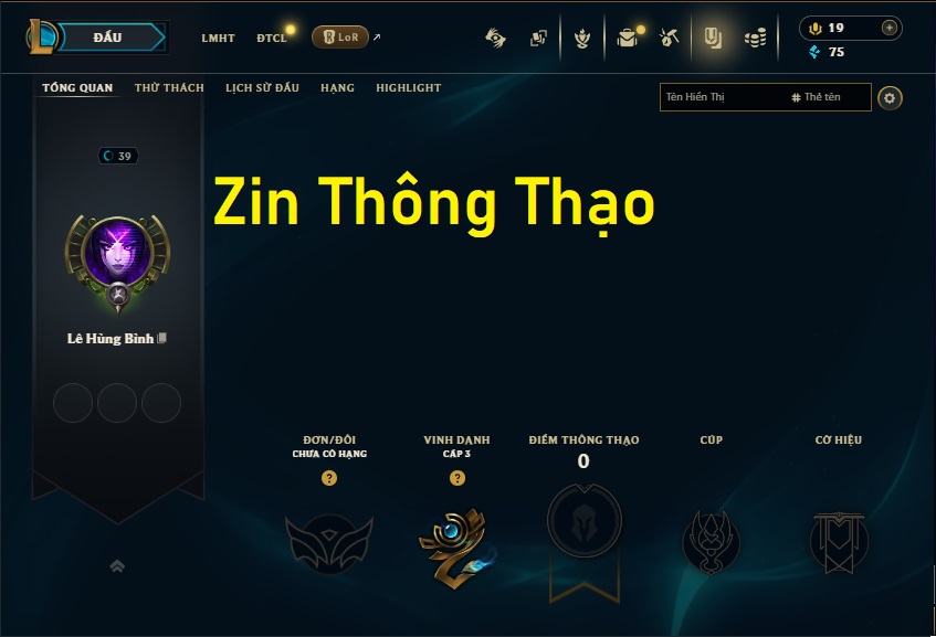 Acc LMHT # - Không Khung