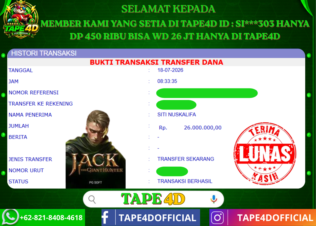 TAPE4D JACK THE GIANT HUNTER PG SOFT 26.000.000-LUNAS