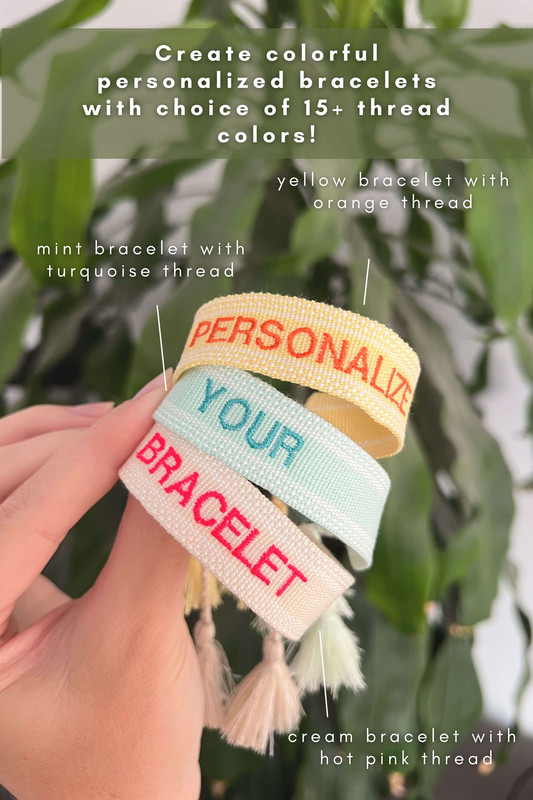 New in our collection: Personalized Embroidered Bracelets ♡ Very nice to wear yourself, together with your sister or to give as a present to someone close to you!
