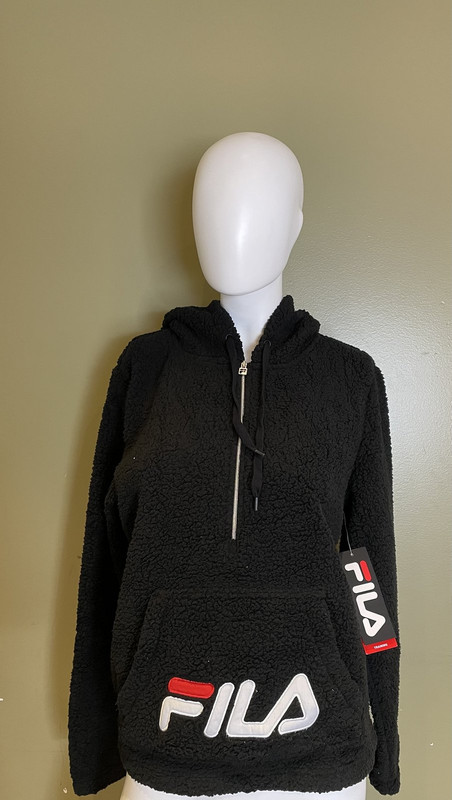 FILA BLACK PULL OVER HALF ZIP COZY UP SHERPA SW936343 WOMENS SMALL