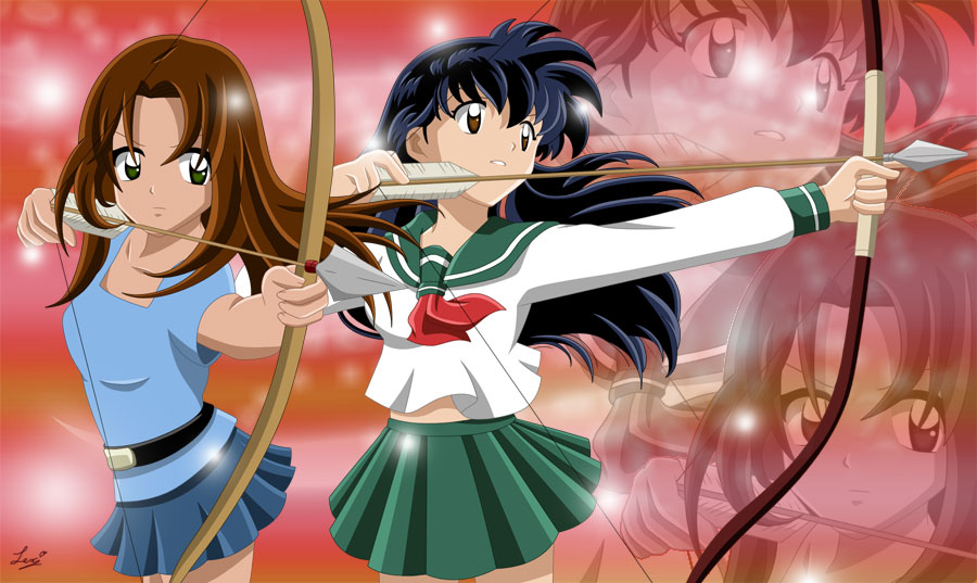 Hình vẽ Kikyou, Kagome, Sango bộ Inuyasha - Page 18 Kagome_and_corie_archery_duo_by_tachiban18-d6r4k56