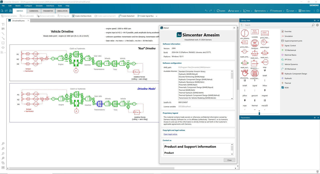 Working with Siemens Simcenter Amesim 2404 full activated