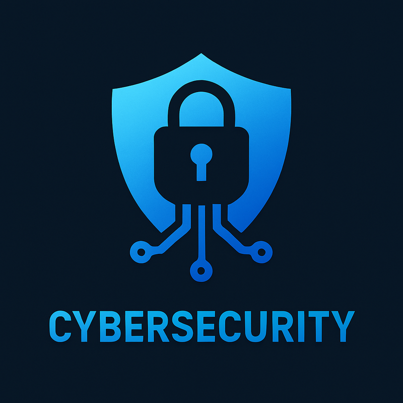 Cybersecurity shield icon with blue background