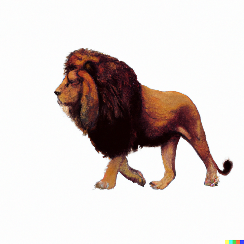 DALL·E - Unrealistic lion. White background(3)