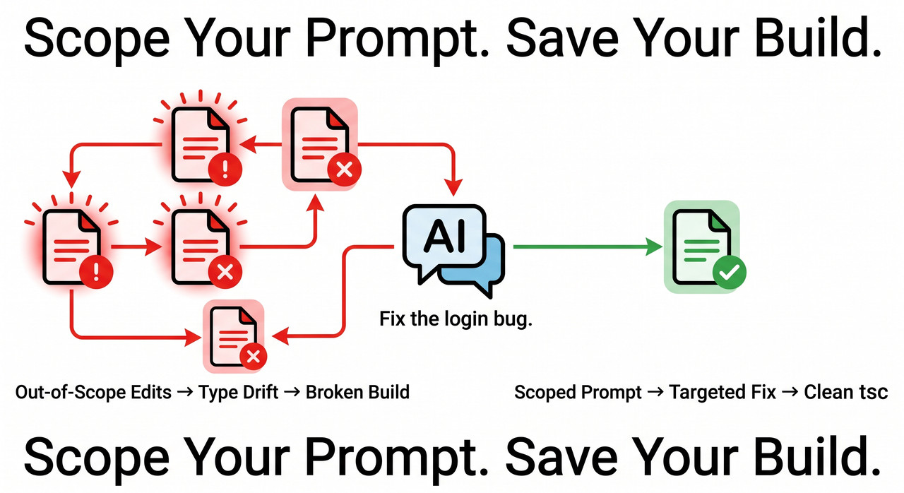 Claude code review creates errors — flowchart showing bad vs good prompt paths