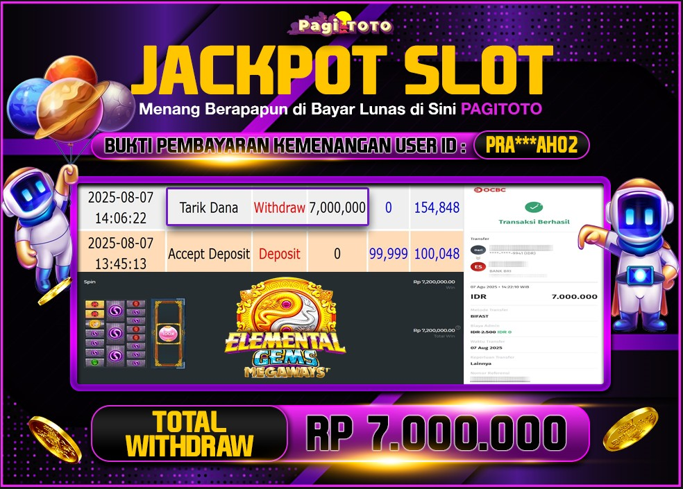 HAPPY JACKPOT MEMBER PAGITOTO SLOT ELEMENTAL GEMS MEGAWAYS Rp 7.000.000-, - LUNAS