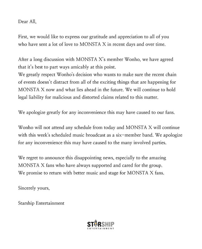 Pernyataan Starship Entertainment 