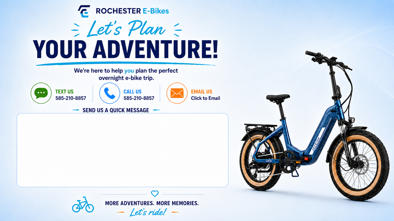 Plan your overnight adventure with Rochester E-Bikes