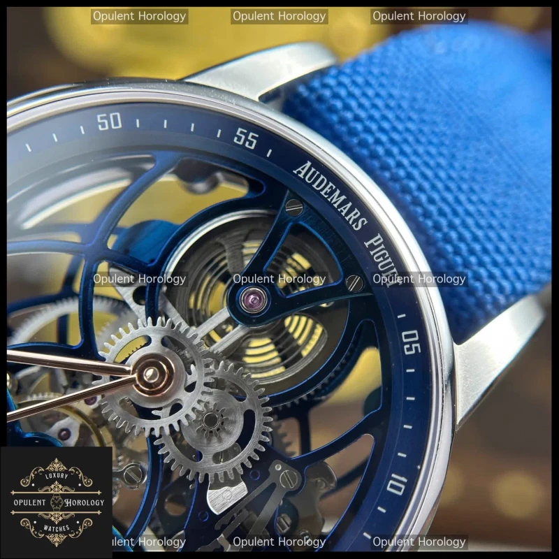 Audemars Piguet Tourbillon Openworked Replica Blue Dial 41mm Stainless Steel Watch