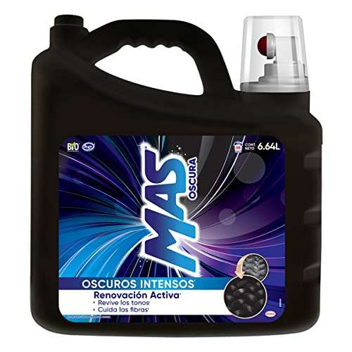 Amazon: MAS Oscura - Oscuros Intensos 6.64L Detergente Líquido para Ropa Oscura y de Mezclilla (88 Cargas) 
