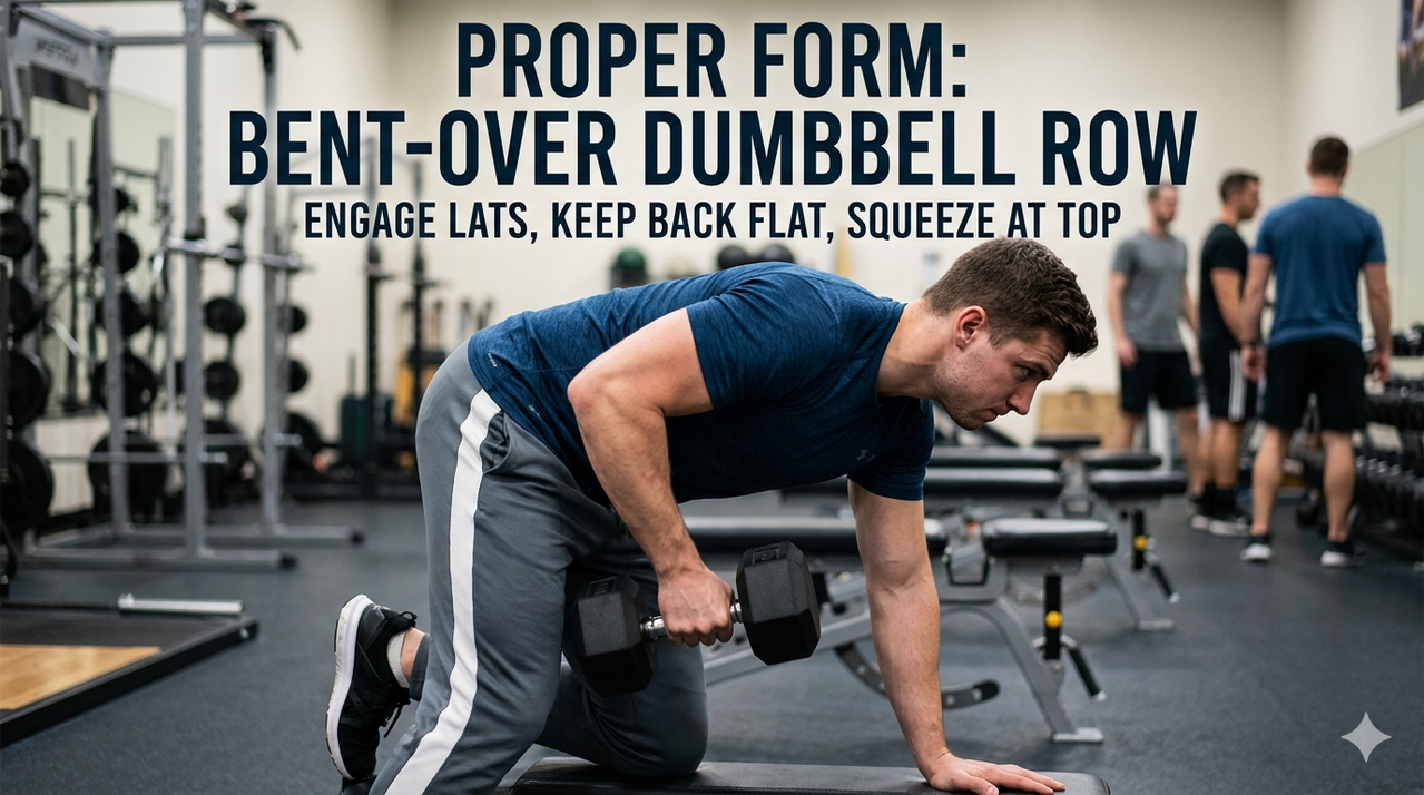Person performing bent-over row with proper form, illustrating proper exercise technique for back training