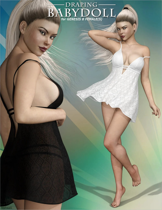 Draping Baby Doll Lingerie for Genesis 8 Female(s)
