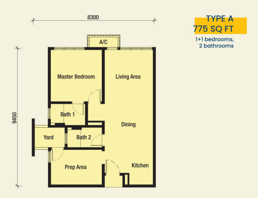 2Rio Residence Type A floor plan in Bandar Puteri Puchong, Selangor