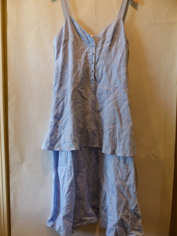 ANTHROPOLOGIE STEELE 44102705 WOMENS SLEEVELESS BLUE TIERED MAXI DRESS SZ L