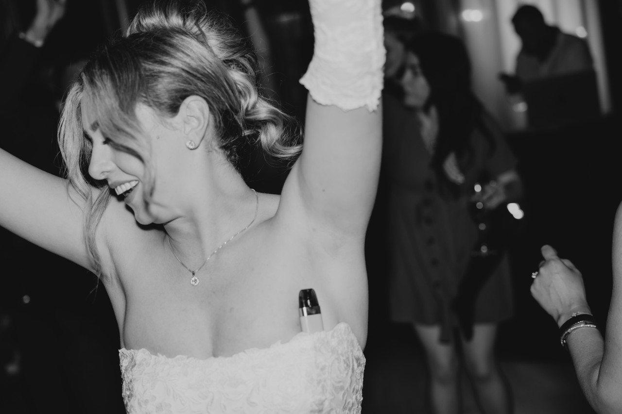 Joyful wedding reception moment