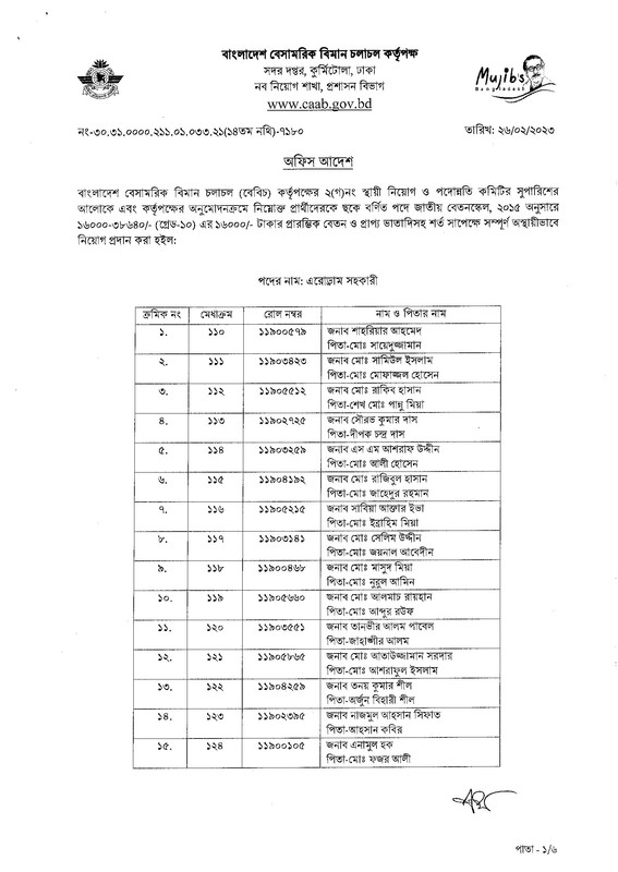 CAAB Job Appointment Letter 2023 (10 Grade) PDF-1