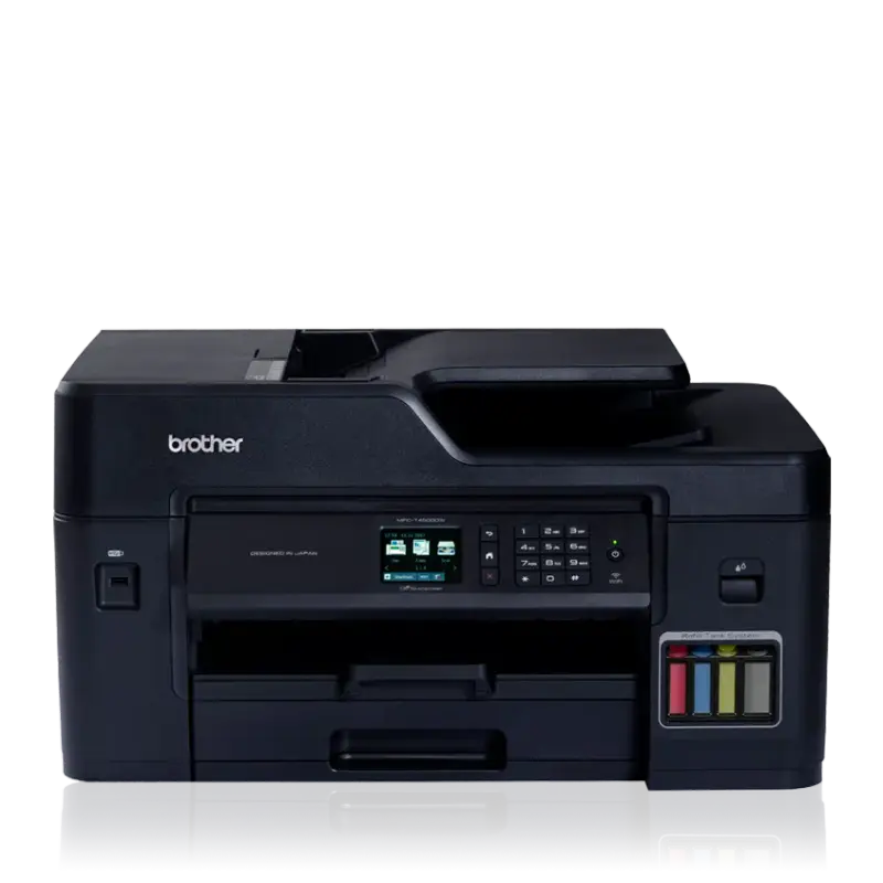 Sistema de recarga de tanques de tinta de la impresora Brother.