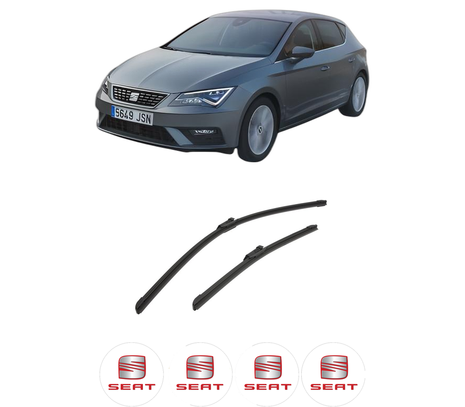 Set stergatoare auto SEAT LEON Hatchback Van (5F1) din 2017-2018, pentru parbriz auto, 2 bucati, Bosch Aerotwin, din cauciuc siliconat rezistent, 4 Stickere Auto SEAT