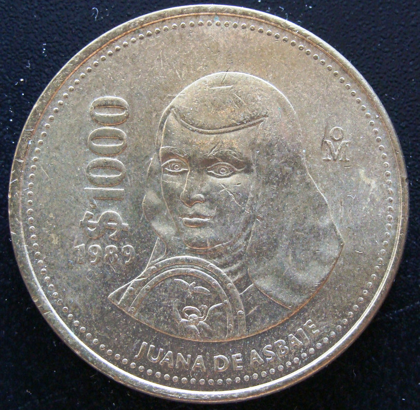 ¡Ciencias y letras! 1000 Pesos. México (1989) Juana de Asbaje MEX-1000-Pesos-1989-rev